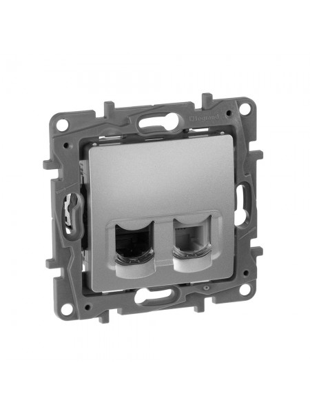 Розетка RJ11 + RJ45 кат. 5е UTP АЛЮМИНИЙ 672 452 Legrand Etika Розетка RJ11 + RJ45 кат. 5е UTP АЛЮМИНИЙ 672 452 Legrand Etika