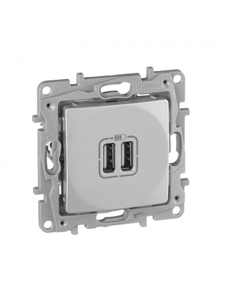 Розетка для зарядки 2хUSB АЛЮМИНИЙ 672494 Legrand Etika Розетка для зарядки 2хUSB АЛЮМИНИЙ 672494 Legrand Etika