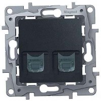 Розетка 2хRJ45 Кат.5е UTP АНТРАЦИТ 672655 Legrand Etika