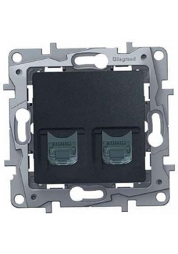 Розетка 2хRJ45 Кат.5е UTP АНТРАЦИТ 672655 Legrand Etika