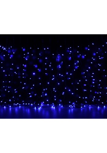 Curtain (штора) чорний кабель - 456 LED 2х1,5м - синій