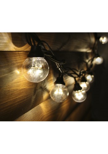 Led Galaxy Bulb String (белтлайт) чорний кабель - 10 метров 30 ламп (відстань між лампами 33см) - теплий білий