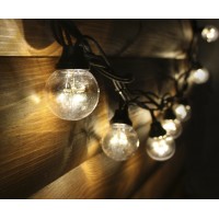 Led Galaxy Bulb String (белтлайт) чорний кабель - 10 метров 50 ламп (відстань між лампами 20см) - теплий білий