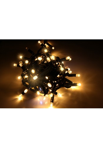 String light (ланцюг, пряма) All Flicker / Flash (повне мерехтіння) чорний кабель - 100 LED 10м - теплий білий