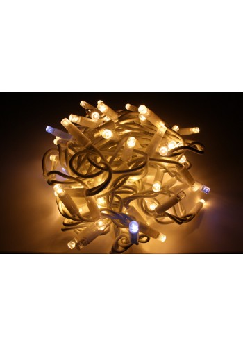 String light (ланцюг, пряма) Flicker / Flash (мерехтіння, флеш білого кольору) білий кабель - 200 LED 10м - теплий білий