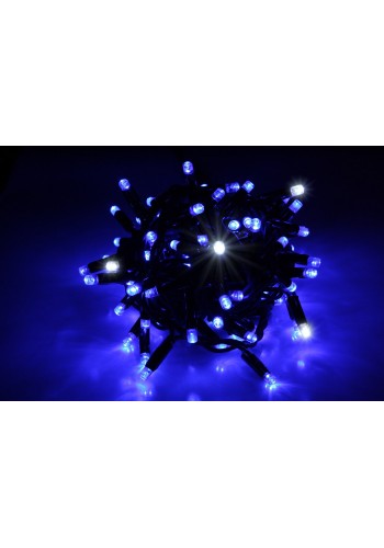 String light (ланцюг, пряма) Flicker / Flash (мерехтіння, флеш) чорний кабель - 100 LED 10м - синій