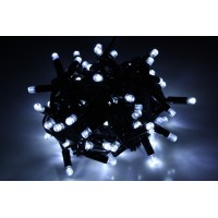 String light (ланцюг, пряма) Static (статичний, без мигання) чорний кабель - 100 LED 10м - холодний білий