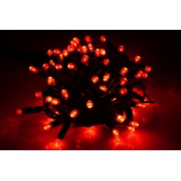 String light (ланцюг, пряма) Static (статичний, без мигання) чорний кабель - 100 LED 10м - червоний