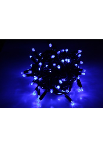 String light (ланцюг, пряма) Static (статичний, без мигання) чорний кабель - 200 LED 10м - синій