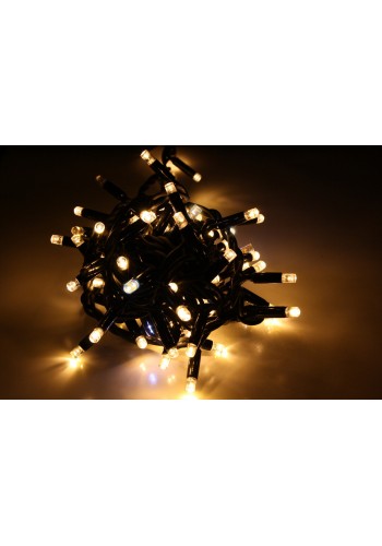 String light (ланцюг, пряма) Static (статичний, без мигання) чорний кабель - 200 LED 10м - теплий білий
