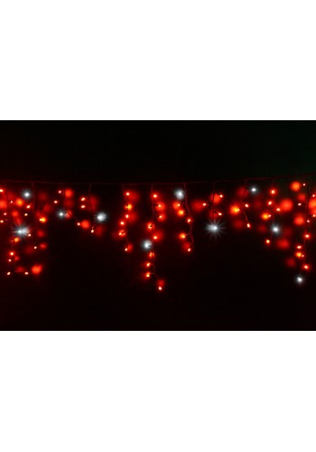 Icicle (бахрома) Flicker / Flash (мерехтіння, флеш білого кольору) чорний кабель - 90 LED 2.0х0.5м - червоний