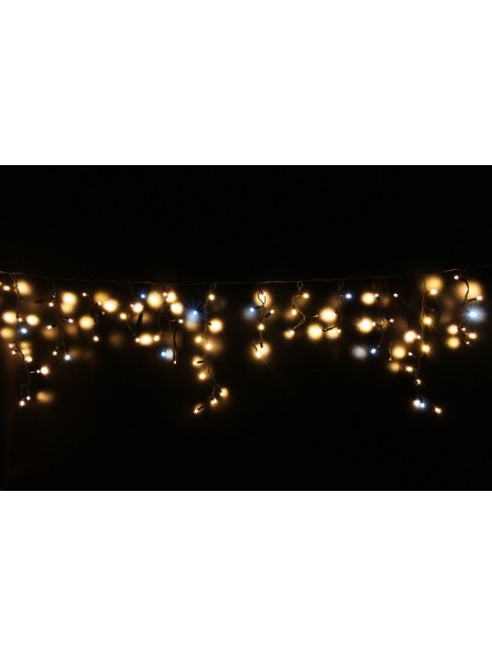 Icicle (бахрома) Flicker / Flash (мерехтіння, флеш) чорний кабель - 120 LED 2.0х0.9м - теплий білий (зефір)