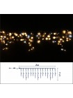Icicle (бахрома) Flicker / Flash (мерехтіння, флеш білого кольору) чорний кабель - 90 LED 2.0х0.5м - теплий білий (зефір)