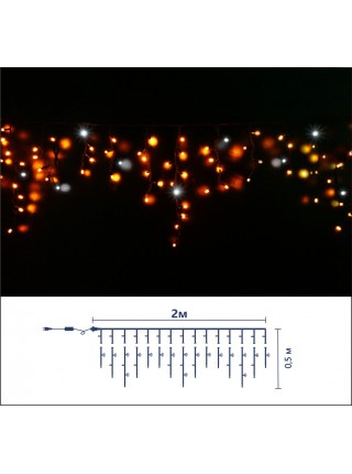 Icicle (бахрома) Flicker / Flash (мерехтіння, флеш) чорний кабель - 90 LED 2.0х0.5м - жовтий