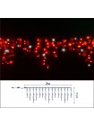 Icicle (бахрома) Flicker / Flash (мерехтіння, флеш білого кольору) чорний кабель - 90 LED 2.0х0.5м - червоний