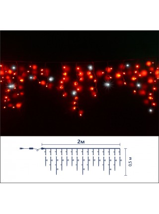 Icicle (бахрома) Flicker / Flash (мерехтіння, флеш) чорний кабель - 90 LED 2.0х0.5м - червоний