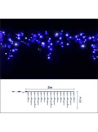 Icicle (бахрома) Flicker / Flash (мерехтіння, флеш) чорний кабель - 90 LED 2.0х0.5м - синій