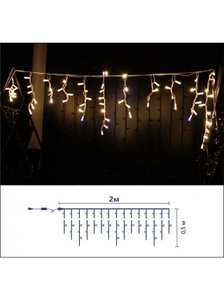 Icicle (бахрома) Flicker / Flash (мерехтіння, флеш) білий кабель - 90 LED 2.0х0.5м - теплий білий (зефір)