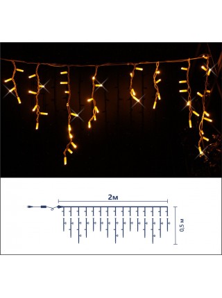Icicle (бахрома) Flicker / Flash (мерехтіння, флеш) білий кабель - 90 LED 2.0х0.5м - жовтий
