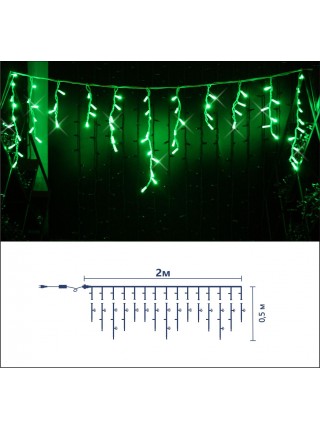 Icicle (бахрома) Flicker / Flash (мерехтіння, флеш) білий кабель - 90 LED 2.0х0.5м - зелений