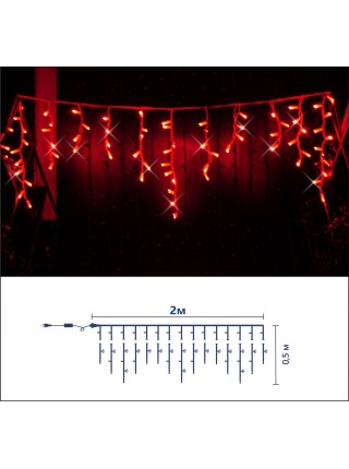 Icicle (бахрома) Flicker / Flash (мерехтіння, флеш) білий кабель - 90 LED 2.0х0.5м - червоний
