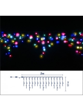 Icicle (бахрома) Flicker / Flash (мерехтіння, флеш) білий кабель - 90 LED 2.0х0.5м - МУЛЬТИ, червоний-зелений-жовтий