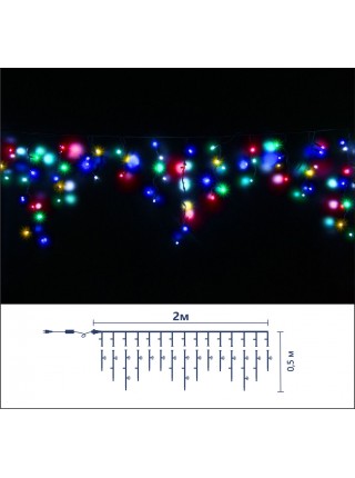 Icicle (бахрома) All Flicker, Flash (повне мерехтіння)  чорний кабель - 90 LED 2.0х0.5м - МУЛЬТИ
