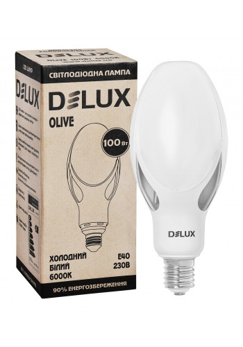 лампа Світлодіодна DELUX OLIVE 100w Е40 6000K заміна ртутно-вольфрамової лампи - 90015385