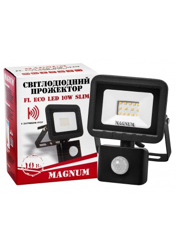 світлодіодний прожектор MAGNUM FL ECO LED 10Вт slim_6500К IP44 з датч.руху - 90014086