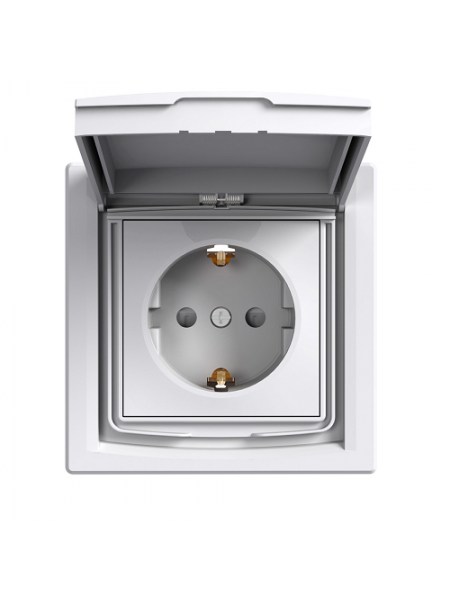 розетка SCHNEIDER ASFORA EPH3100321 з з/к, з кришкою IP44, біла