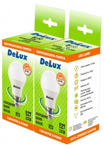 светодиодная лампа DELUX BL 60 10Вт 6500K 220В E27 (промо 2 шт.) - (90009257)
