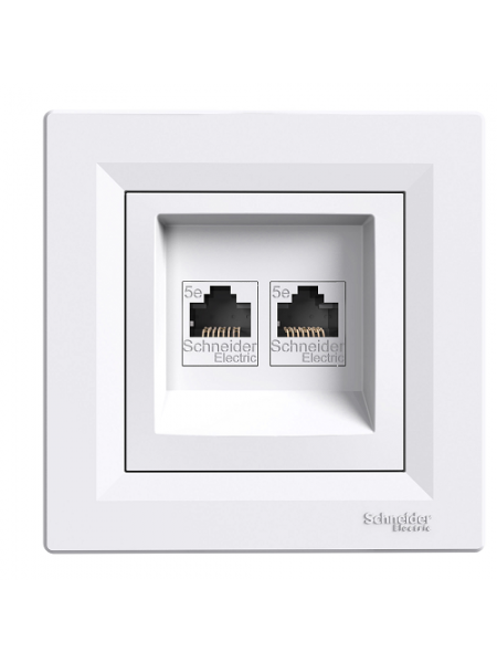 розетка SCHNEIDER ASFORA EPH4400121 комп.2-а RJ45, кат.5e біл