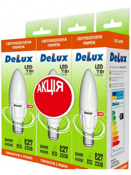 светодиодная лампа DELUX BL37B 7Вт 4100K 220В E14 (промо 3 шт.) - (90005346) светодиодная лампа DELUX BL37B 7Вт 4100K 220В E14 (промо 3 шт.) - (90005346)