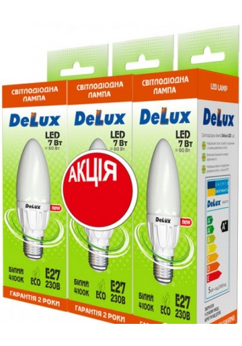 світлодіодна лампа DELUX BL37B 7Вт 4100K 220В E27 (промо 3 шт.) - (90005347)