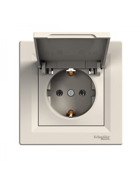 розетка SCHNEIDER ASFORA EPH3100123 з з/к, з кришкою, крем