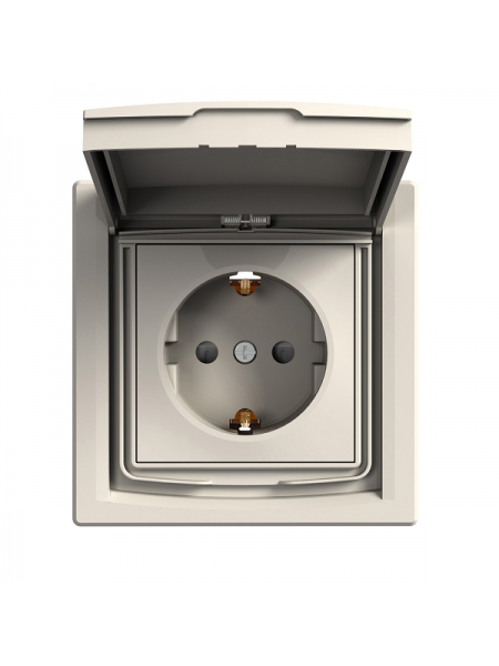 розетка SCHNEIDER ASFORA EPH3100323 з з/к, з кришкою IP44, крем