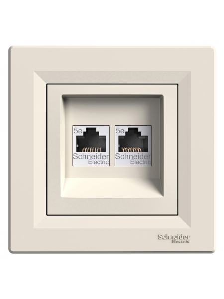 розетка SCHNEIDER ASFORA EPH4400123 комп.2-а RJ45, кат.5e крем