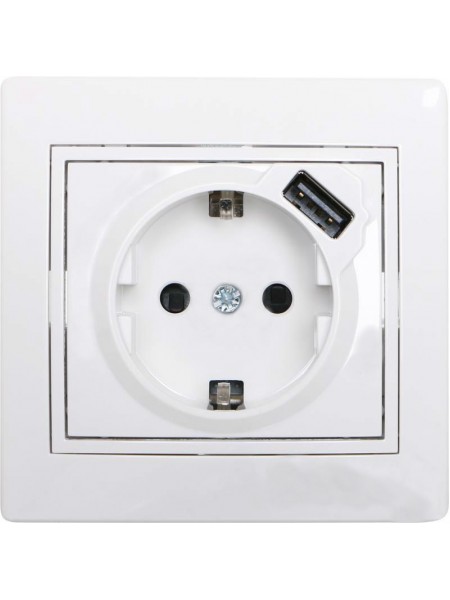 Розетка с/з + USB  Mira 701-0202-181 LEZARD белый