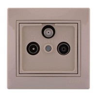 Розетка ТВ-Радио-Спутник оконечная Mira 701-0303-135 LEZARD кремовая