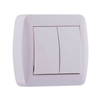 Вимикач зовнішній подвійний білий Lezard Demet 711-0200-101