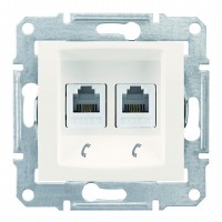 Телефонна розетка подвійна RJ11, з пружинними затискачами Sedna SDN4201123 слонова кістка