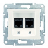 Комп'ютерна розетка подвійна RJ45, кат. 6, екр. STP, з пружинними затискачами Sedna SDN5000123 слонова кістка