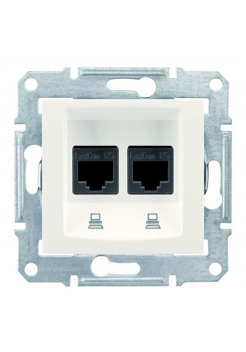 Компьютерная розетка двойная RJ45, кат. 6, экр. STP, с пружинными зажимами Sedna SDN5000123 слоновая кость