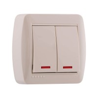 Выключатель наружный двойной с подсветкой крем Lezard Demet 711-0300-112